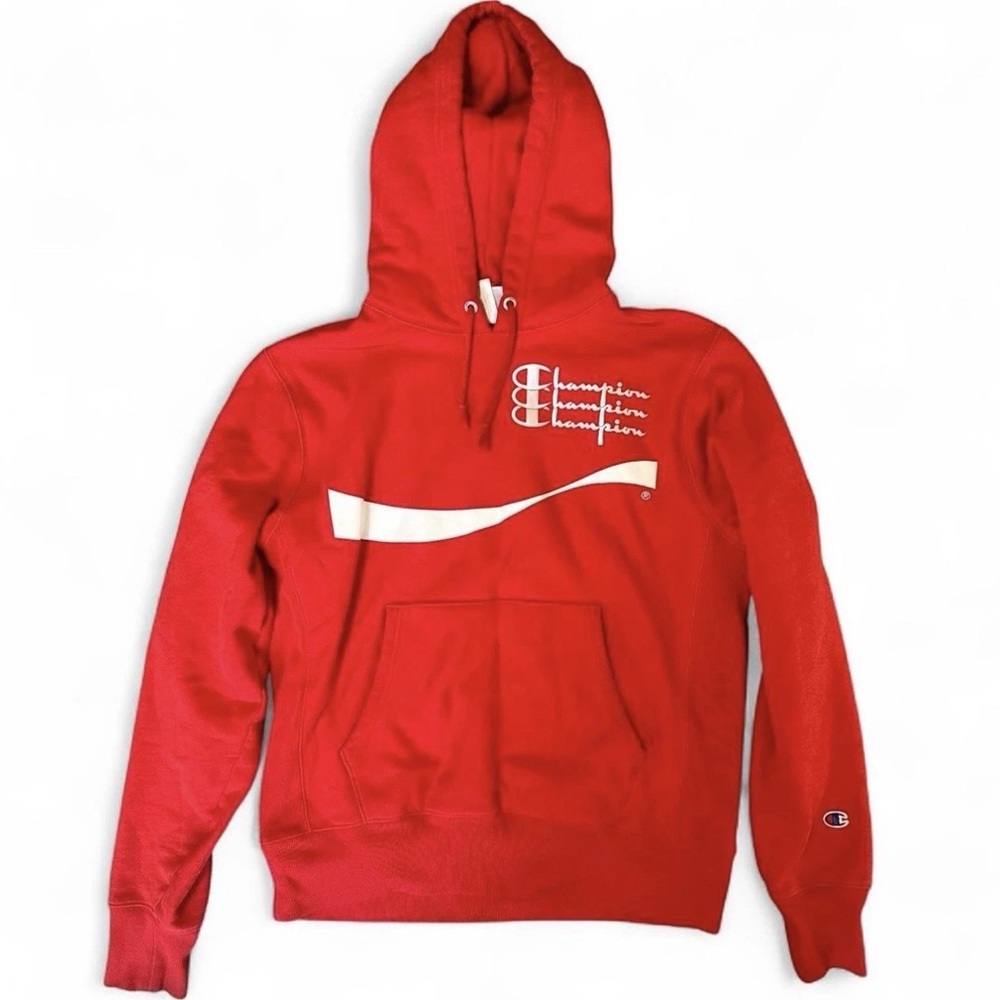 Champion X Coca Cola Red Coca-Cola Logo Reverse Weave Hoodie - Picture 3 of 4